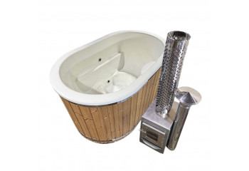 Akrilinis, dvivietis lauko kubilas „Ofuro" su išorine krosnele