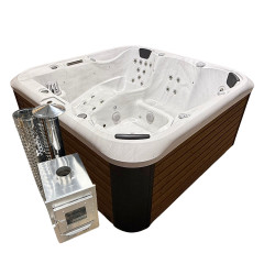 Akrilinis kubilas "Ruby" su gulima vieta ir išorine krosnele